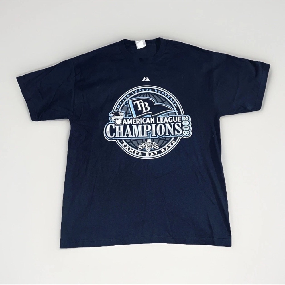 Majestic MLB Tampa Bay Rays 2008 American League Champions Roster Shirt XL